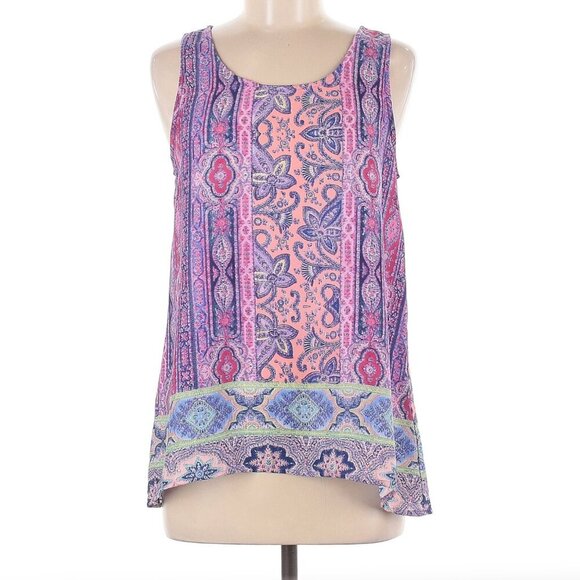 FUN2FUN STITCH FIX STITCHFIX Clarise Mixed Print Tank Purple Pink Paisley Boho M - Picture 1 of 13